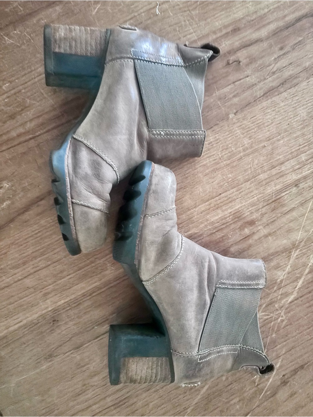 Sorel Taupe Suede Chelsea Lug Heel Booties
